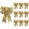 Bright Creations 10 Pack Gold Glitter Wreath Bows for Christmas Outdoor Decor, Organza Twist Tie Ribbons for Crafts, Xmas Gift Wrapping, Gold Bows Holiday Present Decorations Crafts, 7x9 in